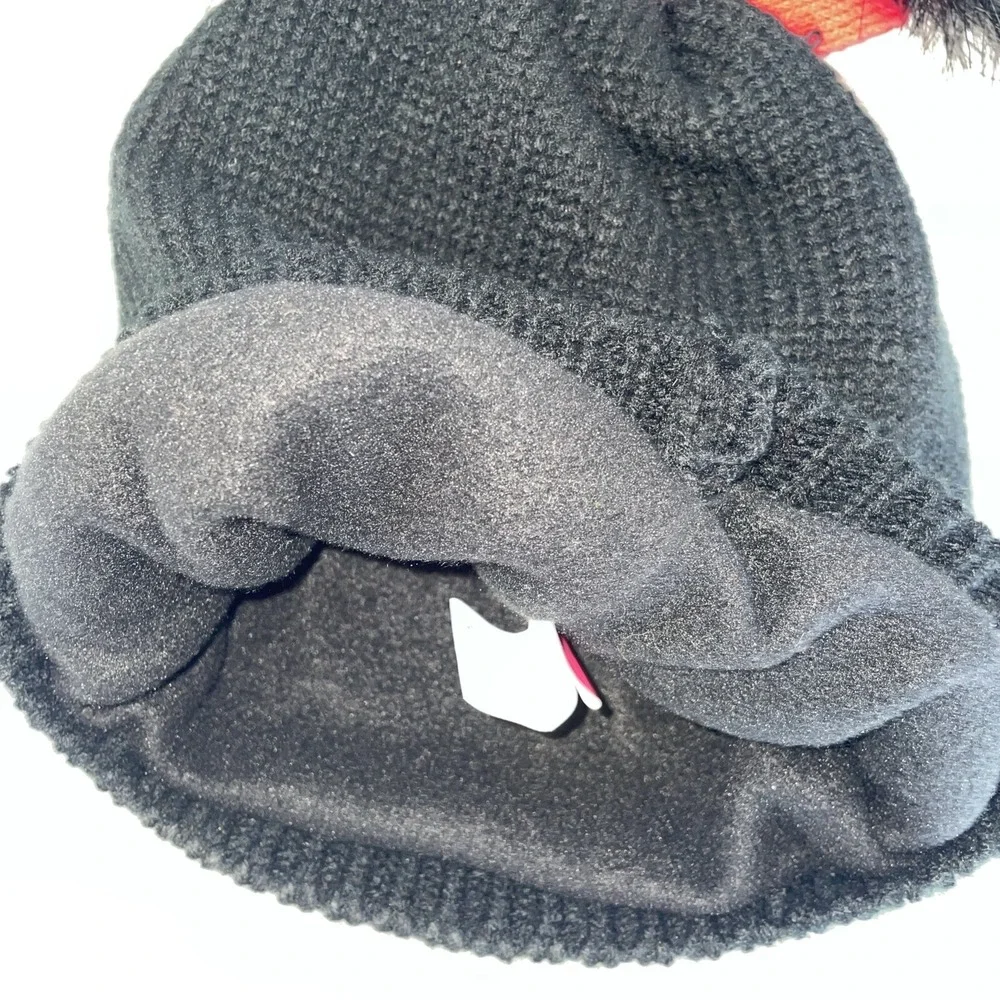 Disney Minnie Mouse Beanie Black Sparkling Fuzzy‎ Ears Red Bow With  Rhinestones